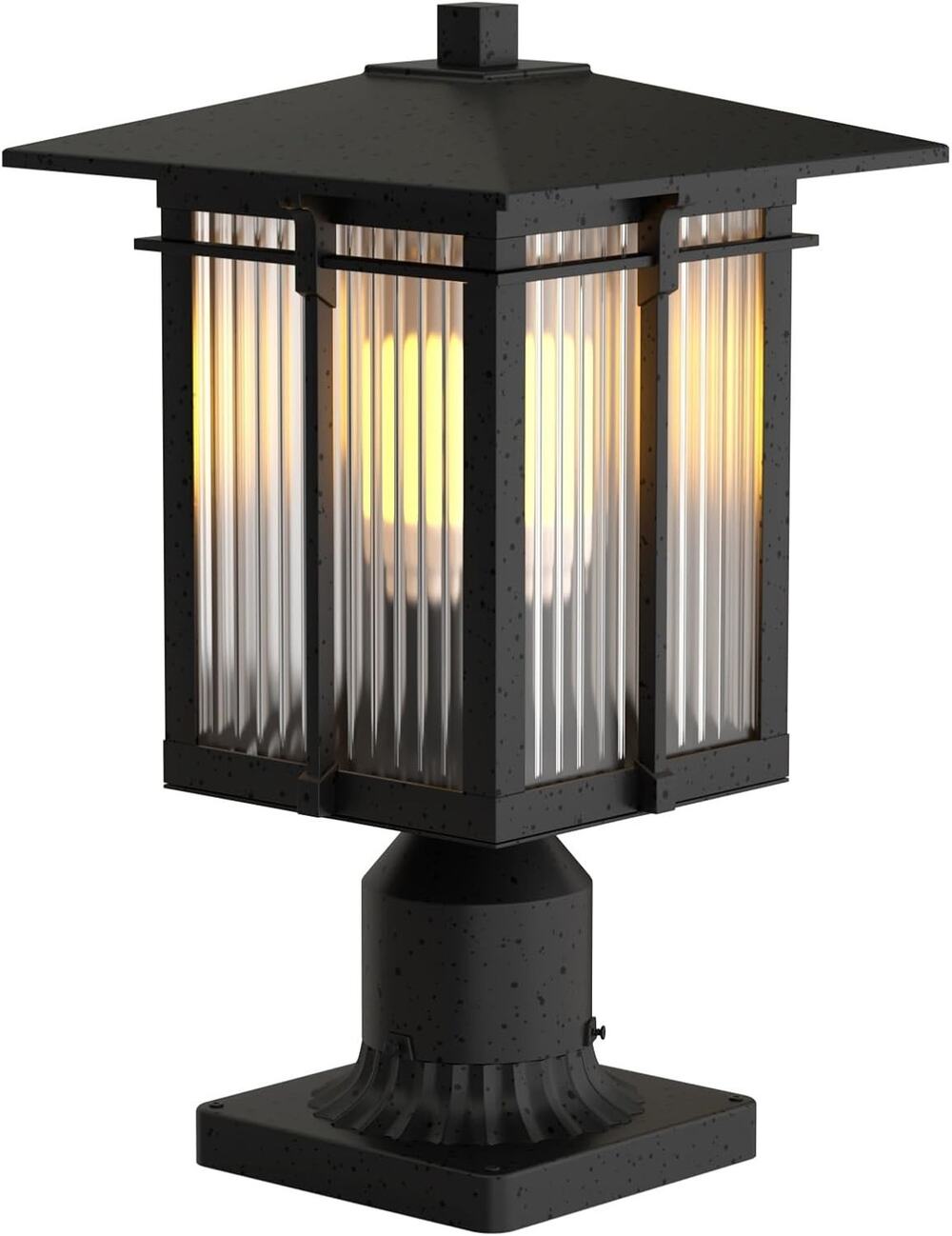 Outdoor Post Light Fixture, Soptted Black Aluminum Street Light